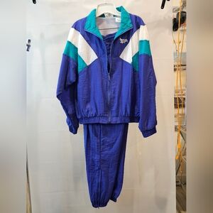 NWOT Vintage Size S Reebok Colorblock Windbreaker and Track Suit Pant Set